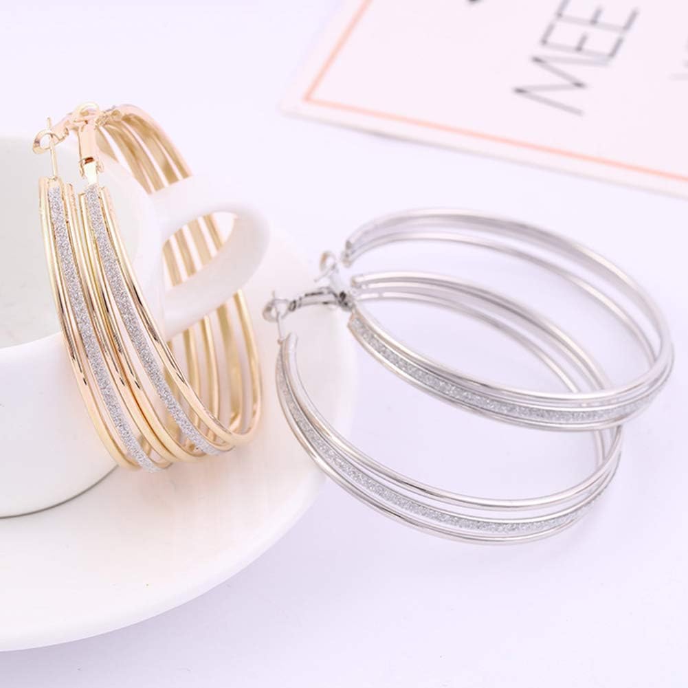 Earrings for Women Mom Women Fashion Frosted Multilayer Round Circle Dangle Earrings Party Jewelry Gift Statement Jewelry