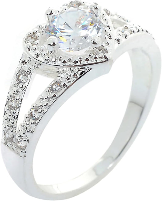 Exquisite Jewelry Ring Love Rings Women 925 Sterling Silver Crystal Love Heart Shaped Ring Bridal Wedding Jewelry Wedding Band Best Gifts for Love with Valentine's Day (1#, US 8)