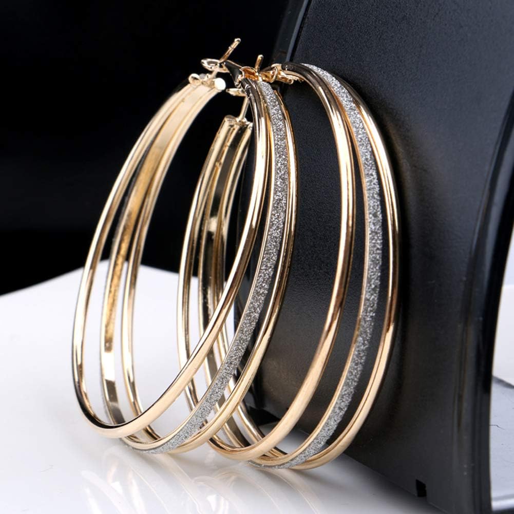 Earrings for Women Mom Women Fashion Frosted Multilayer Round Circle Dangle Earrings Party Jewelry Gift Statement Jewelry