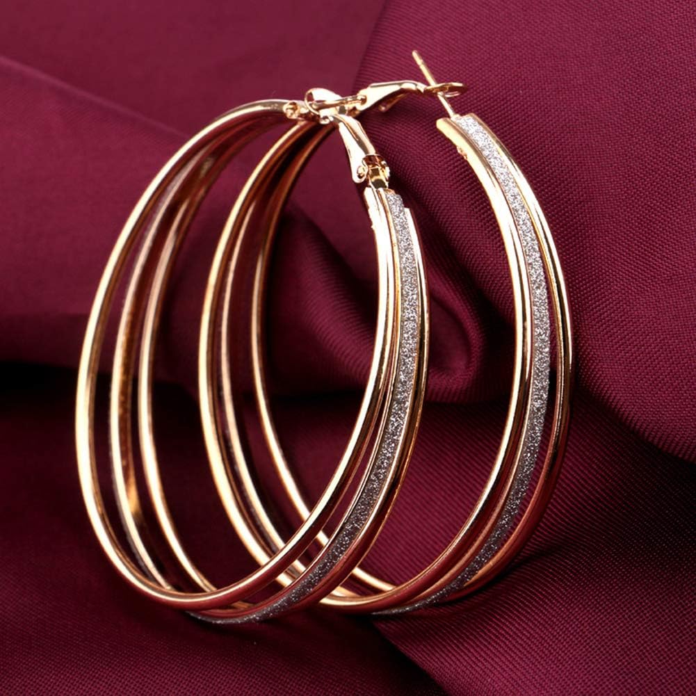 Earrings for Women Mom Women Fashion Frosted Multilayer Round Circle Dangle Earrings Party Jewelry Gift Statement Jewelry