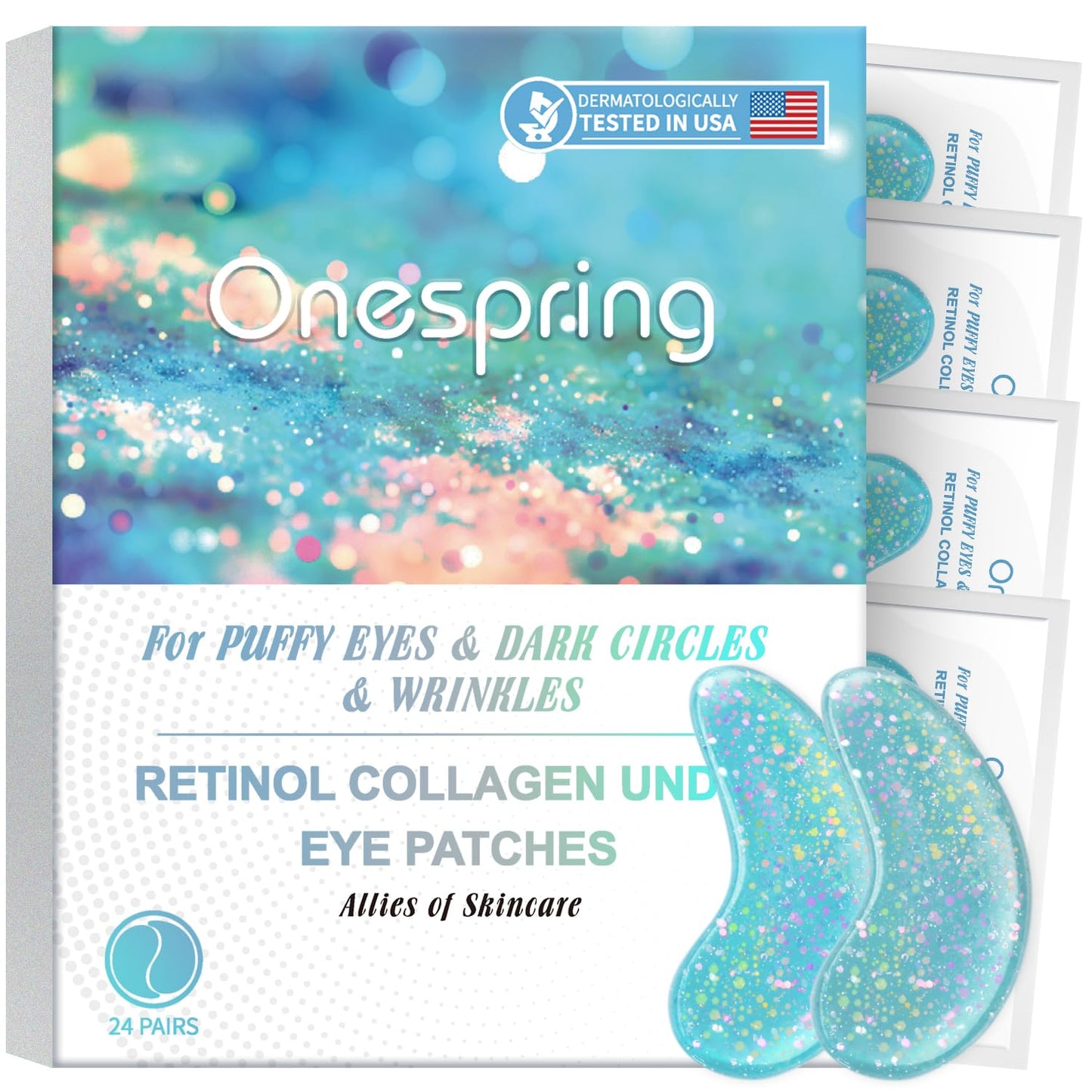 Under Eye Patches (24 Pairs) - Eye Gel Pads for Wrinkles, Puffy Eyes, Dark Circles, Eye Bags, Natural Collagen Eye Gels Pads, Under Eye Mask Patches for Refreshing, Revitalizing