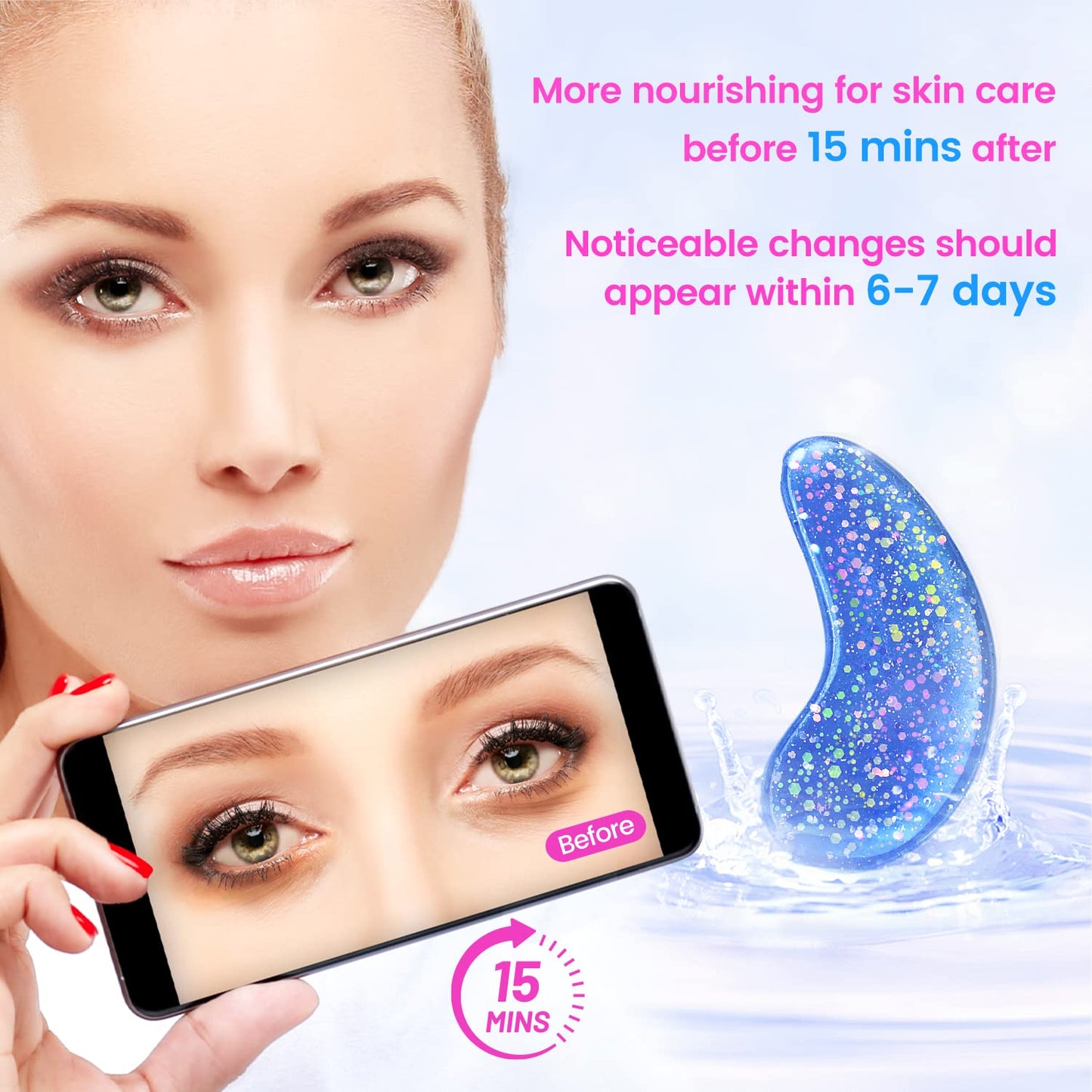 Under Eye Patches (24 Pairs) - Eye Gel Pads for Wrinkles, Puffy Eyes, Dark Circles, Eye Bags, Natural Collagen Eye Gels Pads, Under Eye Mask Patches for Refreshing, Revitalizing